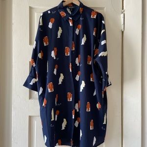 Monki Shirtdress in Navy Faces